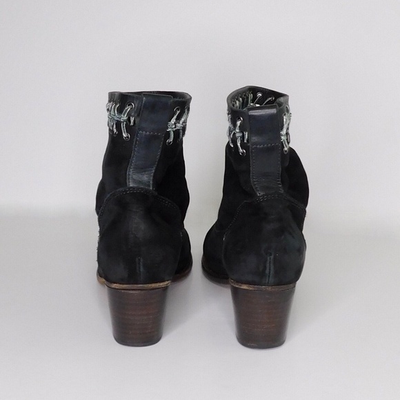 RAG & BONE Mercer Black Leather Ankle Boots Booties Whipstitch Knotted 36.5 - Picture 6 of 8